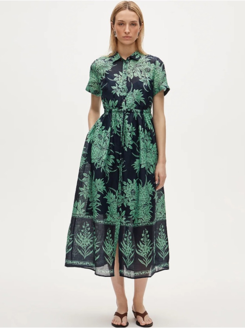 J crew Cerise shirt-dress in pineapple garden-print ramie